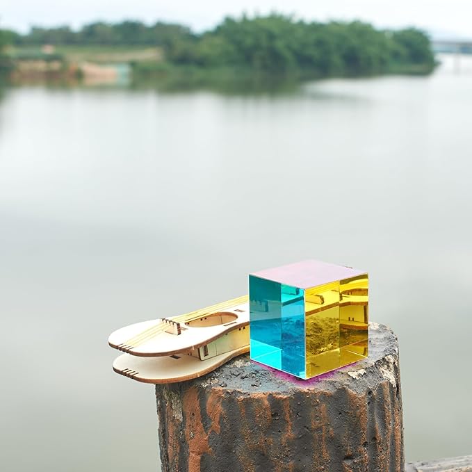 CMY Mixing Color Cube, 80mm (3.15 inch) Acrylic Prism for Home or Office Decoration, CMYcube Physics Toys Science Educational Gift for Kids, 8cm