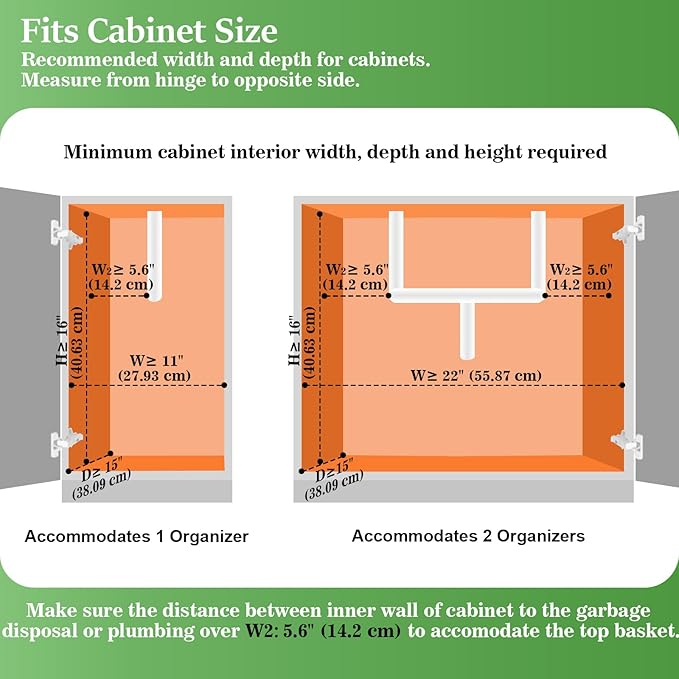 REALINN Under Sink Organizer, Pull Out Cabinet Organizer 2 Tier Slide Out Sink