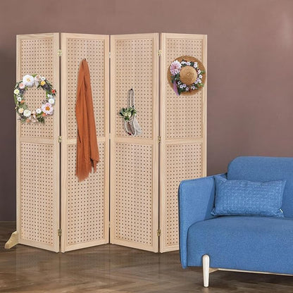 Bonnlo 4 Panel Pegboard Freestanding, 5 FT Portable Display Board Organizer
