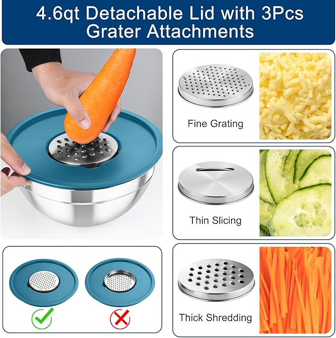 TeamFar Mixing Bowls with Lids,