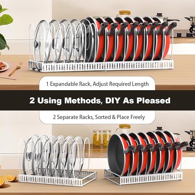 Housolution 2 Pack Pot and Pan Organizer, Pan Lid Holder Storage Rack