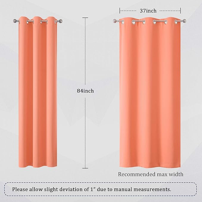 DUALIFE Burnt Coral Curtains 84 Inch Room Darkening Drapes