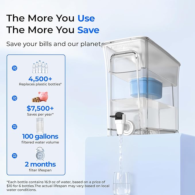 Waterdrop Slim Alkaline Water Filter Dispenser, Large Capacity, 100-Gallon