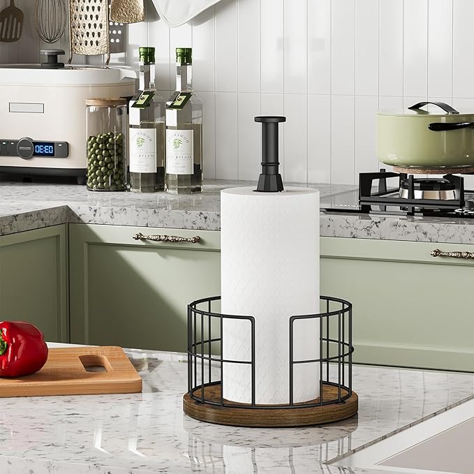 YINMIT Paper Towel Holder Countertop, One-Handed Tear Farmhouse Paper Towel