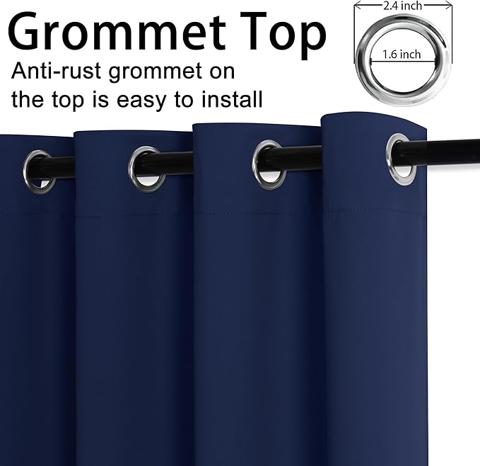 JIUZHEN Navy Blue Blackout Curtains