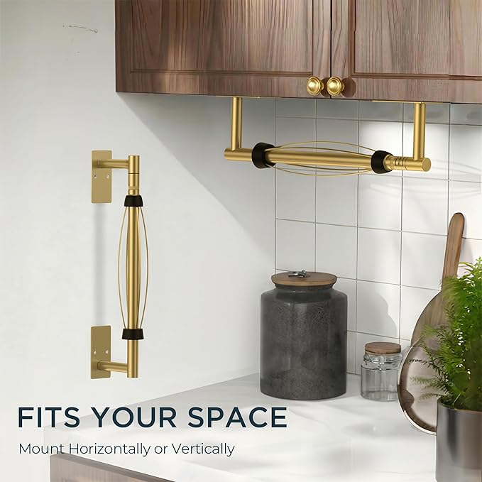 FORIOUS Paper Towel Holder Under Cabinet, Single Hand Operable