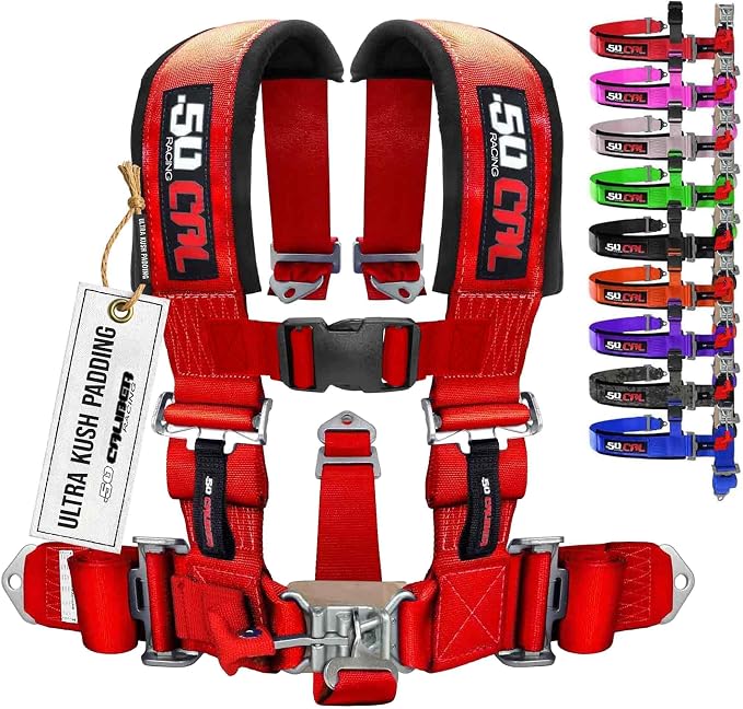1 pc Red 5 Point Harness for Bucket Seat, Latch Release, 9 Color Options, Racing Harness 5 point, Race Car, UTV, RZR [6009A5]
