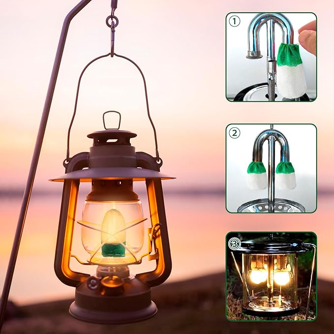 60Pcs Lantern Mantles, U Shape Mantles for Propane Lantern, Propane Lanterns Mantles for Outdoor Camping Lantern Natural, Gas Lantern Covers Mantles for Lantern