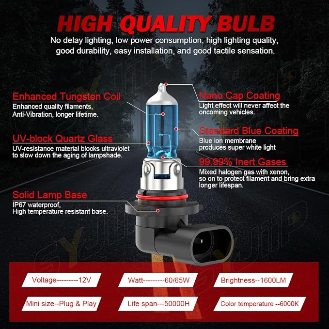 Upgraded Halogen Headlight Bulbs For Chevy Colorado 2013 2014 2015 2016 2017 2018 2019 2020 2021 2022 2023 2024, High Low Beam Headlamp Lights, 6000K White, 300% Brightness, Plug n Play, 4-PCS