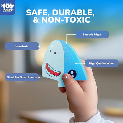 TOY Life Wooden Puzzles for Toddlers 2-4, Sea Animals Puzzles for Toddlers 1-3, Wood Puzzles Educational Montessori Toys Gifts for 1 2 3 Year Old, Baby Kids Learning Toy