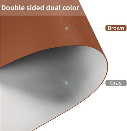 Leather Table Cover,1.8mm Thick,42x90 Inch Table Protector,Table Protector for Dining Room Table,Dining Table Cover,Table Cover Protector.(Brown+Gray,42x90)