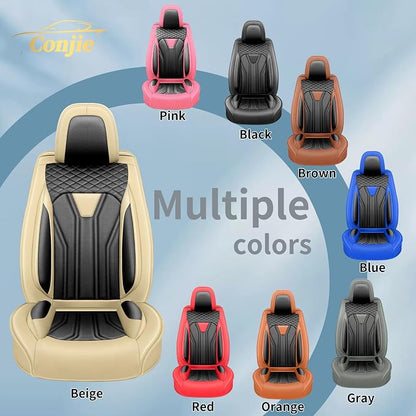 Fit Gladiator Car Seat Covers for Jeep Gladiator 2020-2025 2026 -Full Set Premium Leather, Waterproof & Breathable，All-Weather Seat Cushion Protecto & Airbag Compatible, 5 Seats Beige & Black