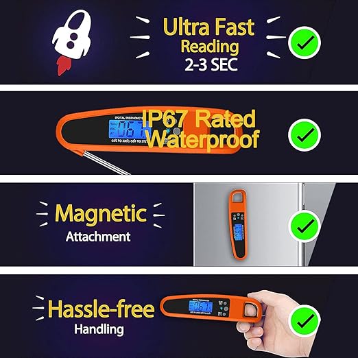 Instant Read Meat Thermometer for Kitchen Cooking, Ultra Fast Precise
