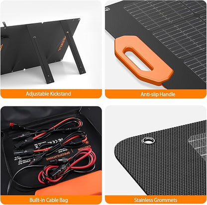 GRECELL 100W Solar Panel for Power Station Generator, 21.5V Portable Foldable Solar Panel with Fast Charger and Adjustable Kickstand Solar Cell Charger for Outdoor Camping RV Van Travel