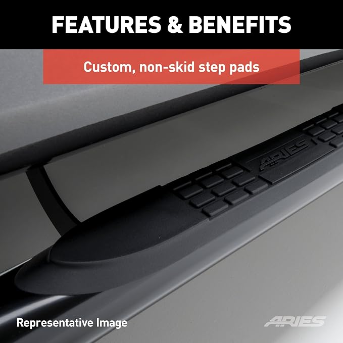 ARIES 204076-2 3-Inch Round Polished Stainless Steel Nerf Bars, No-Drill, Fits Select Hummer H3