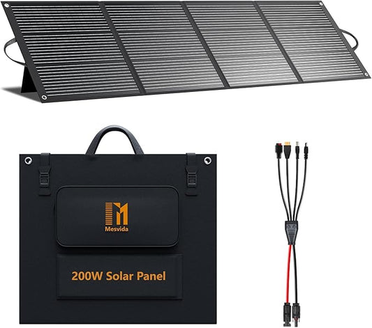 200 Watt Portable Folding Solar Panels IP68 Waterproof ETFE Coating 24V MC4 Output for Power Stations Solar Generator Camping Off-Grid RV Emergency Backup