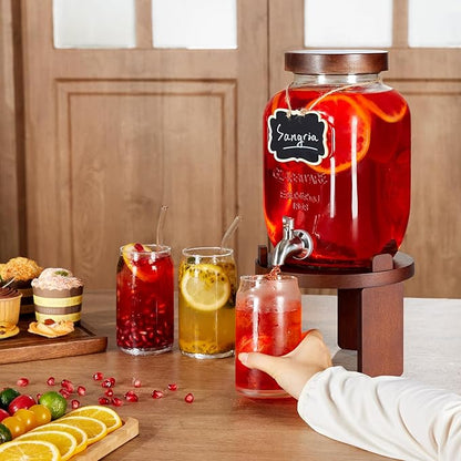 1 Gallon Drink Dispenser for Parties, Glass Beverage Dispenser