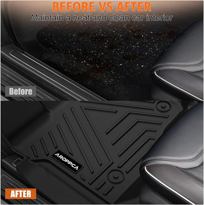 All Weather Floor Mats for 2017-2026 Ford F250/F350/F450 SuperCrew Cab with Rear Under Seat Storage, TPE Rubber Floor Liners Anti-Slip Full Set Automotive Mats for 2024 2025 F250/F350/F450 Accessories