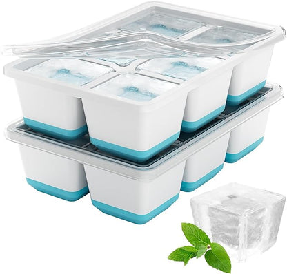 Optish Large Ice Cube Molds, 2 Pack Whiskey Square Ice Molds, 1.8 Inch Big Ice