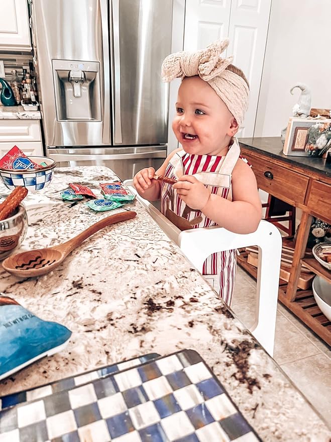 dadada Baby Montessori Toddler Tower - Adjustable Kitchen Step Stool for Kids with Safety Rail - Baby-Safe Finish, Encourages Cooking Skills and Independence - White