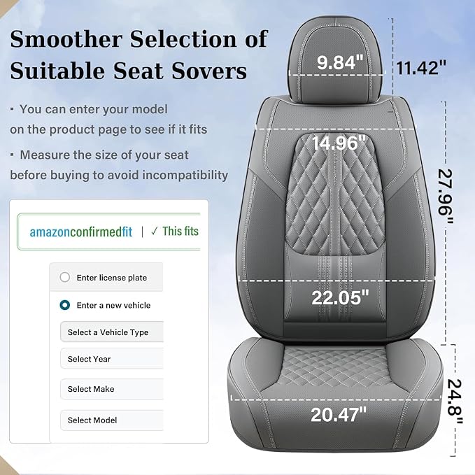 Coverado Car Seat Covers, Car Seat Covers Front Seats, 2-Pack Front Seat Cover, Nappa Leather Waterproof Seat Covers, Car Seat Protectors, Automotive Seat Covers Universal Fit for Most Vehicles