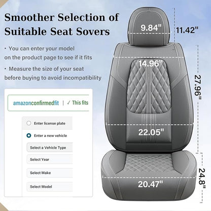 Coverado Car Seat Covers, Car Seat Covers Front Seats, 2-Pack Front Seat Cover, Nappa Leather Waterproof Seat Covers, Car Seat Protectors, Automotive Seat Covers Universal Fit for Most Vehicles