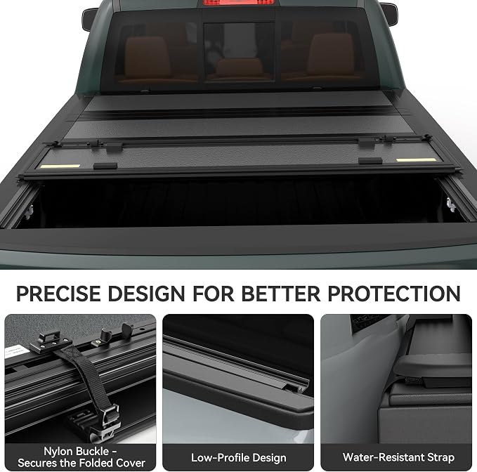AUTOSAVER88 Low-Profile Hard Quad Fold Truck Bed Tonneau Cover Fit for Dodge Ram 1500 2009-2024 (19-24 Classic), Fit for Dodge Ram 2500 3500 2010-2026 with 6.4ft Bed Without Rambox