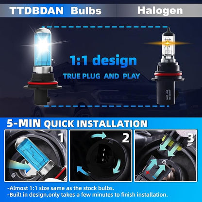 Halogen Headlights Fit For Nissan Frontier 2001-2002 Headlight Bulbs,9007/HB5 High/Low Beam + H3 Fog Light Bright Light Combo,Plug And Play,Pack of 4 (Nissan Frontier 2001-2002)
