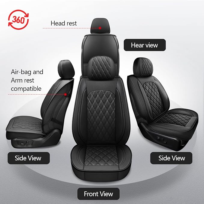 MIROZO Truck Seat Covers Full Set for Ram, Waterproof Ram 1500 Seat Cover Leather Seat Cover Compatible with 2009-2026 Ram 1500/2500/3500 Crew Quad Cab Pickup with Split Curved Bench 40/60,Black