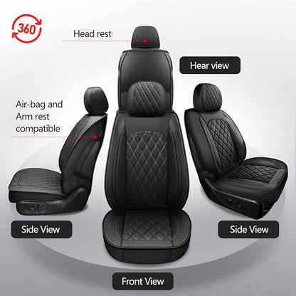 MIROZO Truck Seat Covers Full Set for Ram, Waterproof Ram 1500 Seat Cover Leather Seat Cover Compatible with 2009-2026 Ram 1500/2500/3500 Crew Quad Cab Pickup with Split Curved Bench 40/60,Black