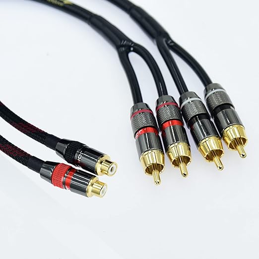 Arklove 18ft Shielded RCA Splitter Subwoofer Stereo Audio Video Cable 1 Female