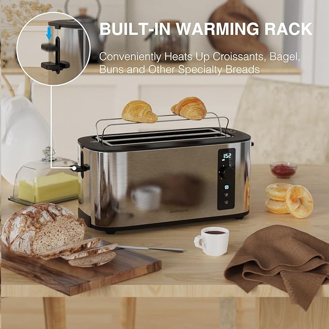 Toaster 4 Slice with Countdown Timer, Extra Wide Slots