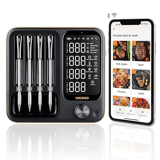 Wireless Meat Thermometer with 4 Probes, INKBIRD WiFi Meat Thermometer Digital