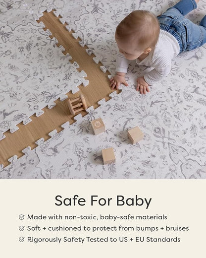 House of Noa Baby Play Mat – 4'x8' Shea Fawn – Set of 8 Tiles – Cushioned EVA Foam Play Mat for Floor, Soft Interlocking Baby Crawling Mats for Hard Floors