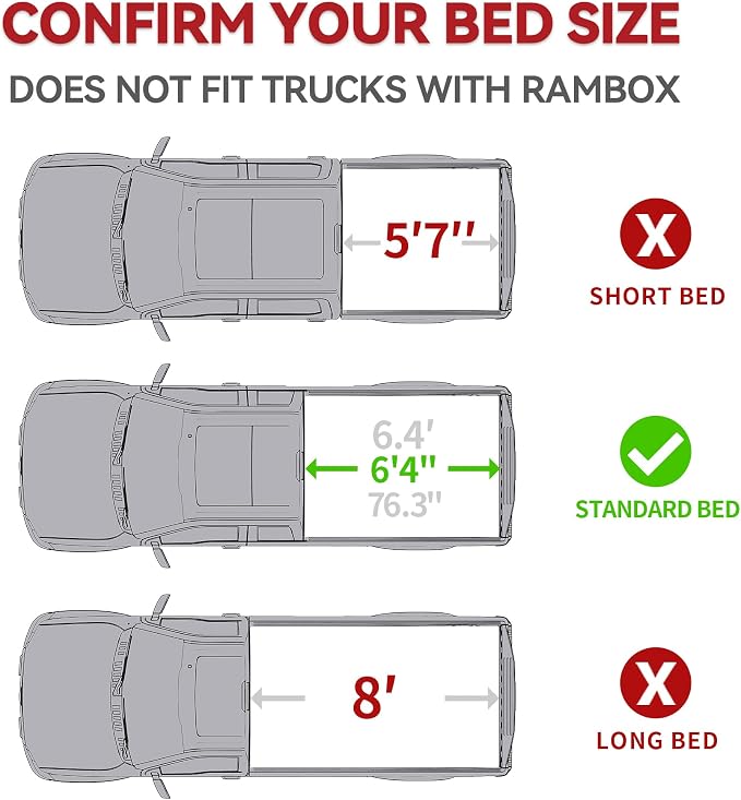 YITAMOTOR Quad Fold Hard Truck Tonneau Cover Fits for Dodge Ram 2500 3500 2003-2026 with 6.4ft Bed w/o Rambox, Heavy-Duty Aluminum Alloy Bed Cover