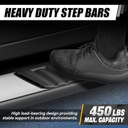 Auto Dynasty Running Boards for 2007-2021 Toyota Tundra Crew Max Cab, Stainless Steel Side Step Rail Nerf Bars, 6.75" Step Bar, Polished Chrome