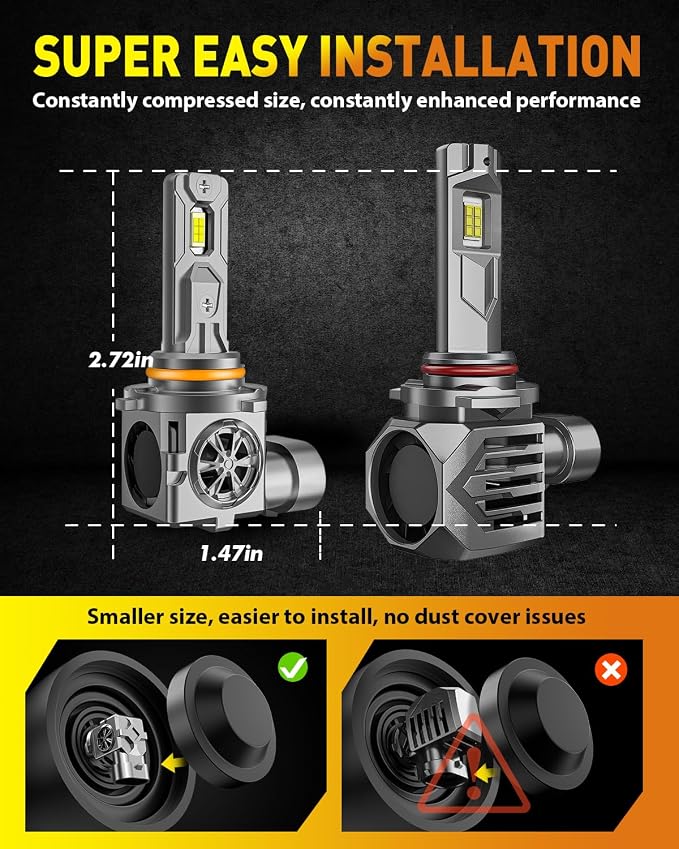 Termitor 9006/HB4 Light Bulbs, 55,000LM 15X Super Brighter, 1:1 Halogen Size, 85,000Hrs Lifespan, 6500K White, Plug and Play Driving Light Bulbs, Canbus Ready, Pack of 2