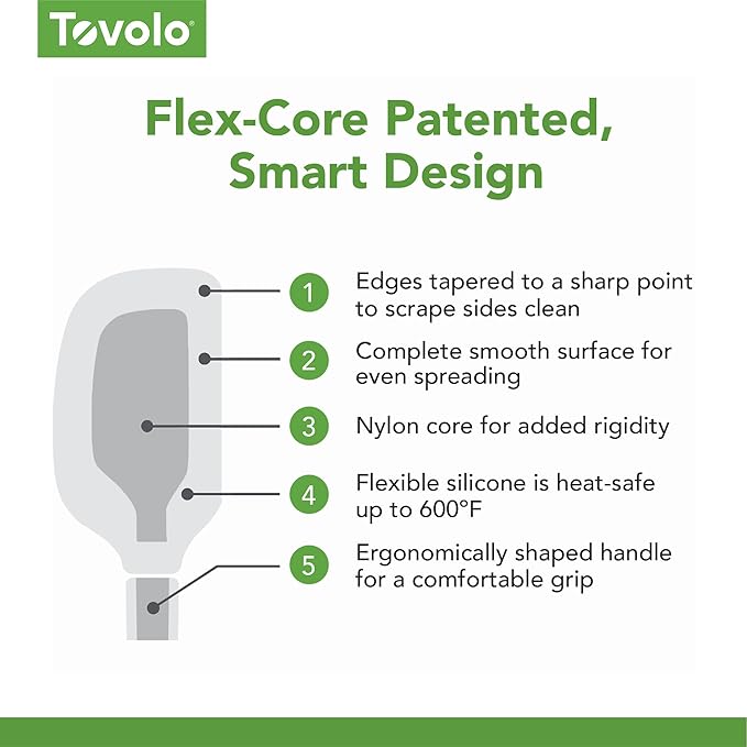 Tovolo Flex Core 5 Piece Silicone Spatula Set Heat Resistant All Silicone