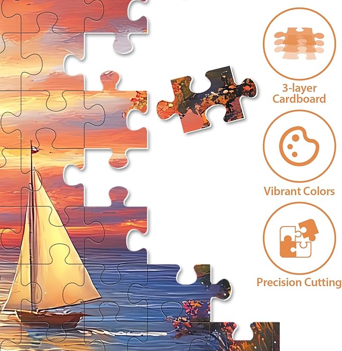 Jigsaw Puzzles for Adults 500 Pieces, Cottage by The Sea Interlock Perfectly No Dust, Home Decors Family Challenge Puzzles Toys Great Gift for Men Women Friends Seniors (20.5"x15"), 1:1 Poster