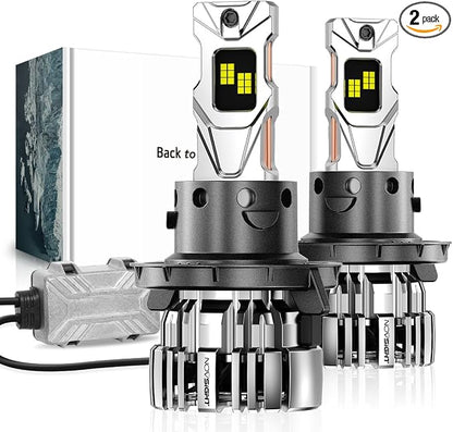 NOVSIGHT H13 LED Fog Light Bulbs - 55000 Lumens 100000 Hour Durability, 6500K Cool White Light, IP68 All-Weather Waterproof, Pack of 2