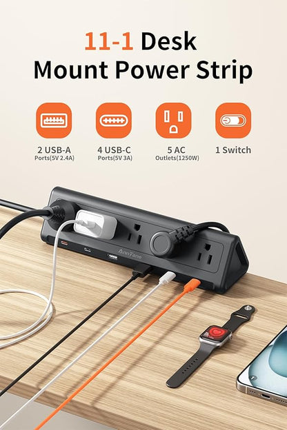10 FT Desk Clamp Power Strip