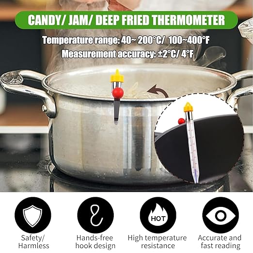 LABO Candy Thermometer, Analog Glass Thermometer