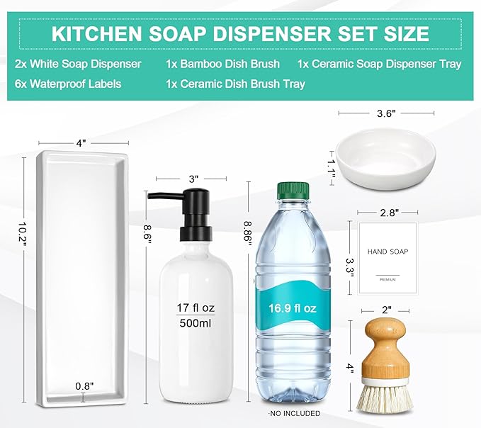 GMISUN Kitchen Soap Dispenser Set, 16 Oz Hand and Dish Soap Dispenser