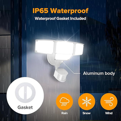 LUTEC 80W 9000LM LED Security Lights Motion Sensor Outdoor Lights, 4 Head LED