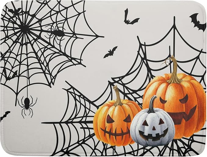 Giwawa Happy Halloween Dish Drying Mat 18"x24" Spooky Colorful Pumpkins