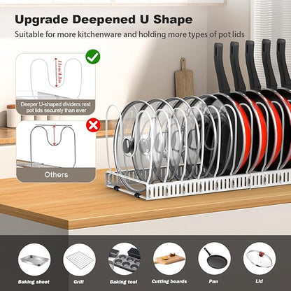 Housolution 2 Pack Pot and Pan Organizer, Pan Lid Holder Storage Rack