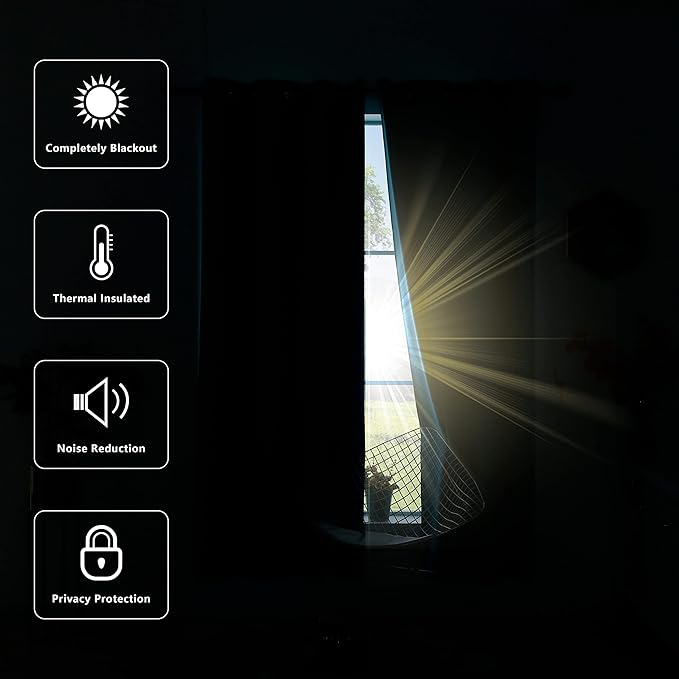 KOUFALL 108 Inch Long Blackout Curtains Thermal Insulated Light Blocking Extra