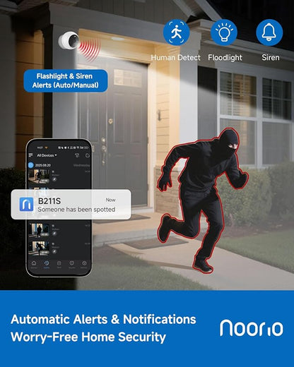 Noorio Security Cameras Wireless Magnetic, 2K+ Indoor Outdoor Camera