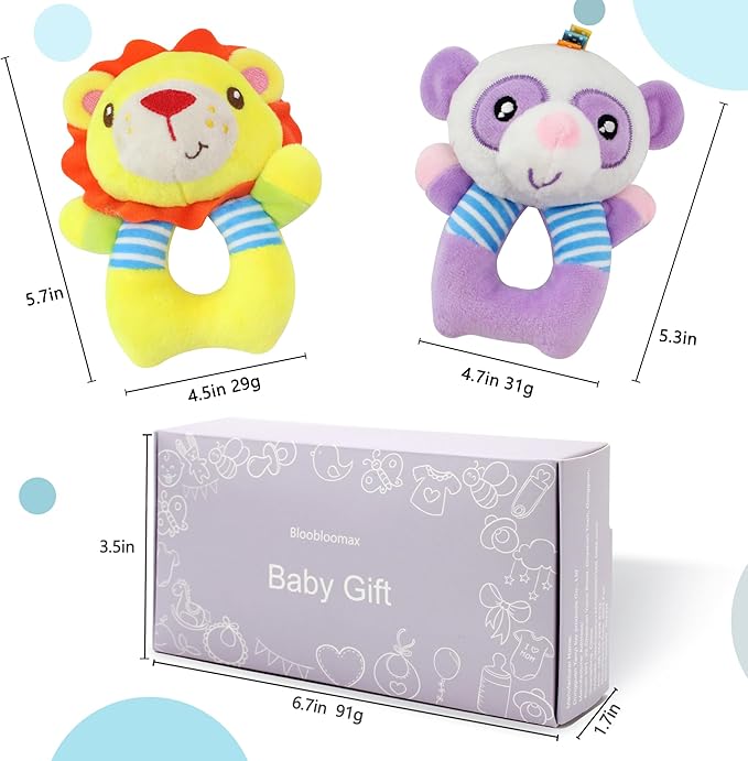 BLOOBLOOMAX Sock rattles for Babies 0-24 Months Baby Animal Foot Finder Educational Toys