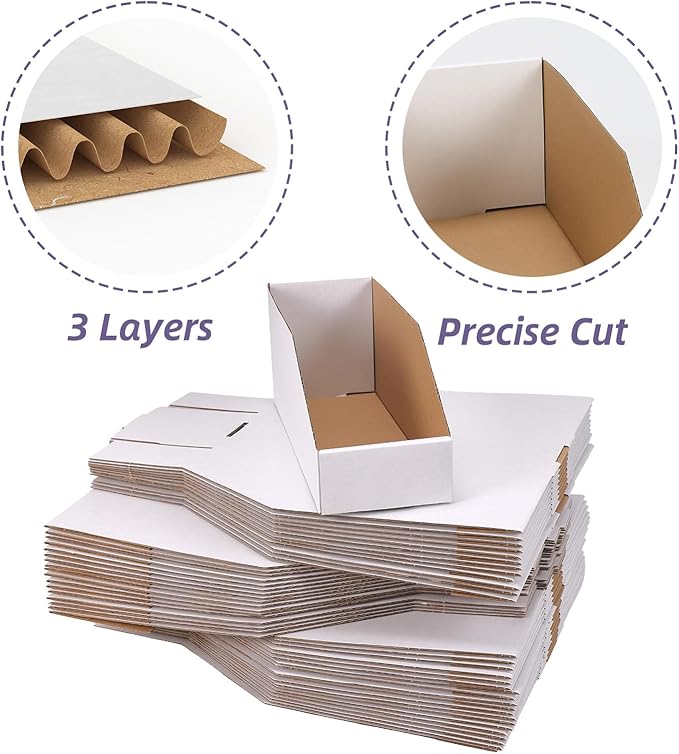 EXYGLO Cardboard Storage Bins 50 Pack, Corrugated Organizer Bins